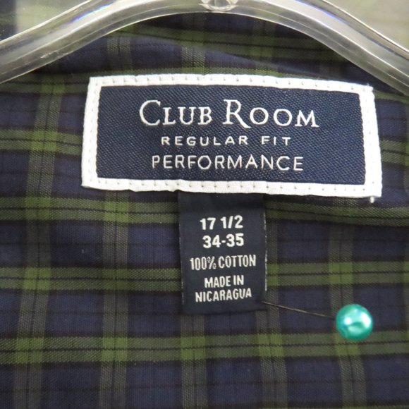 Macys Club Room Navy Blue and Green Plaid Mens Button Down Shirt.......225 - Picture 7 of 8